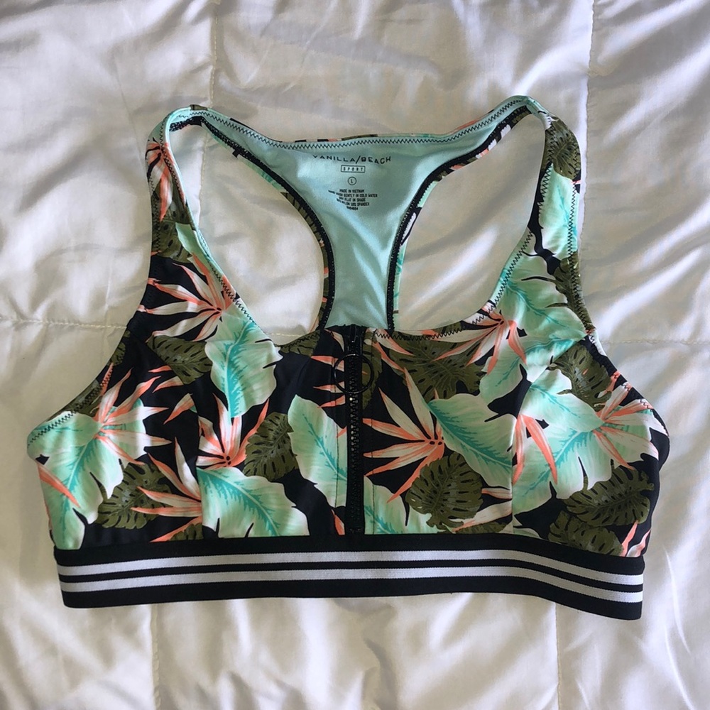 Vanilla/Beach Tropical Print Bikini Top - Size L